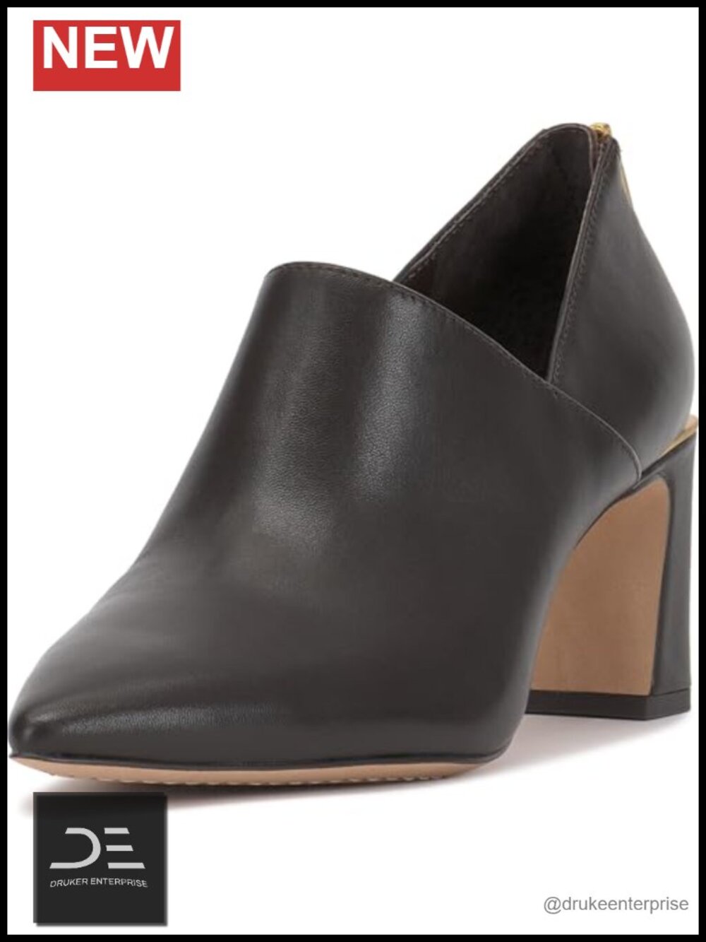 Vince Camuto Haiden Block Heel Pump Size 7 M Leather 2in Pointed Toe